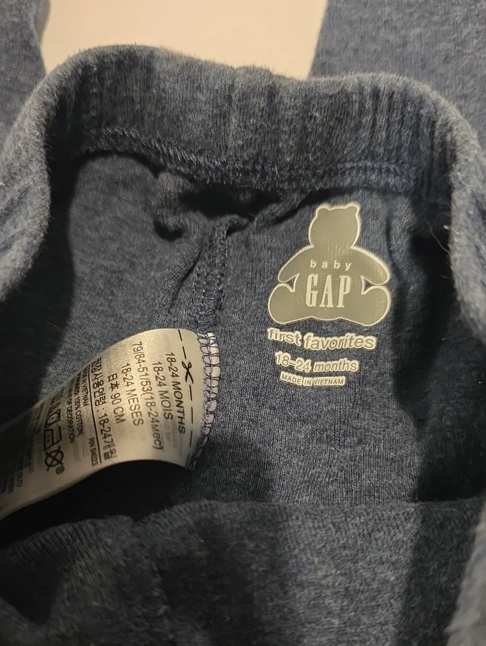 Baby Gap Size 18- 24 Months Kids Cozy Blue Knit Jogger Pants 100% Cotton